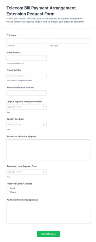 Telecom Bill Payment Arrangement Extension Request Form Template