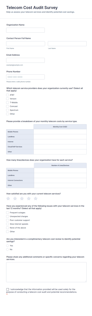 Telecom Cost Audit Survey Form Template