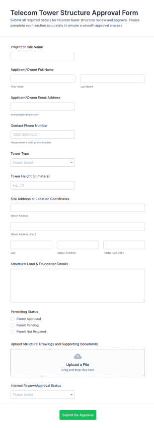 Telecom Tower Structure Approval Form Template