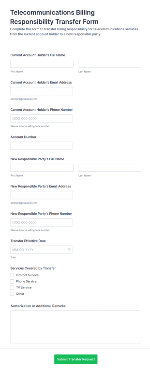 Telecommunications Billing Responsibility Transfer Form Template