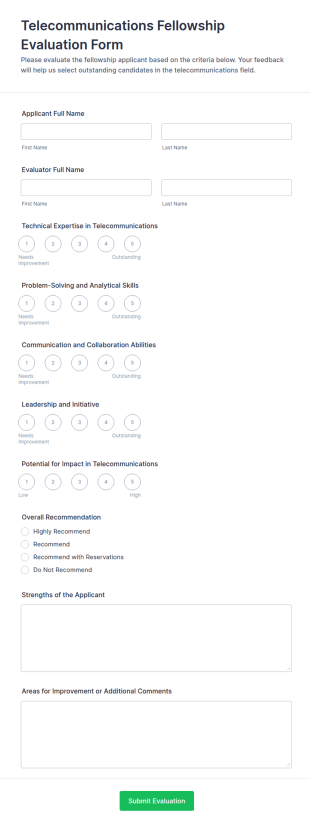 Telecommunications Fellowship Evaluation Form Template