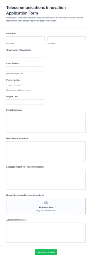 Telecommunications Innovation Application Form Template
