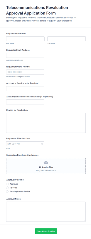 Telecommunications Revaluation Approval Application Form Template