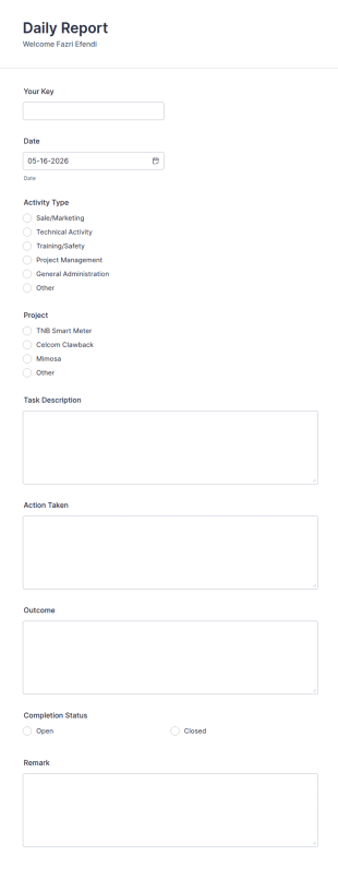 Employee Daily Report Form Template