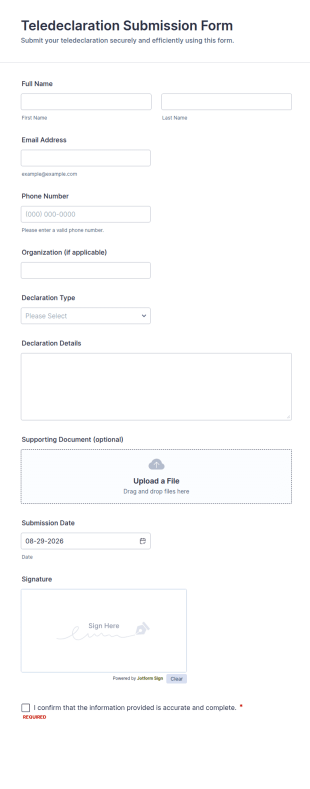 Teledeclaration Submission Form Template