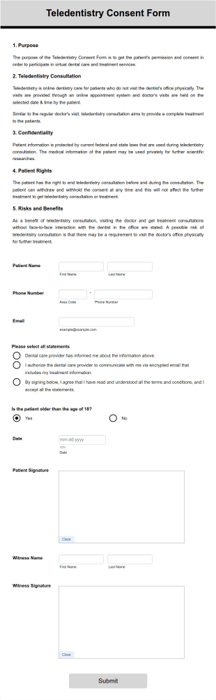 Teledentistry Consent Form Template
