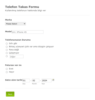 Telefon Takas Form Şablonu