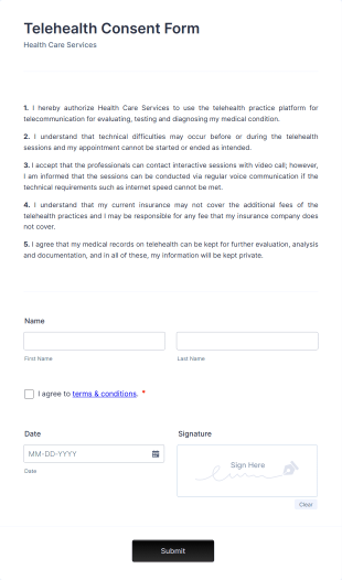 Telehealth Consent Form Template