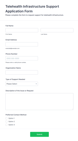 Telehealth Infrastructure Support Application Form Form Template