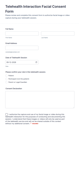 Telehealth Interaction Facial Consent Form Template