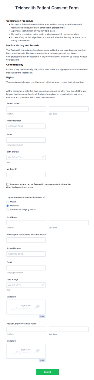 Telehealth Patient Consent Form Template