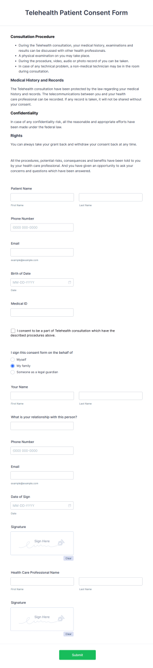 Telehealth Patient Consent Form Template