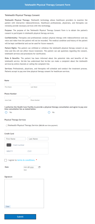 Telehealth Physical Therapy Consent Form Template
