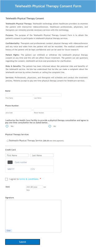 Telehealth Physical Therapy Consent Form Template