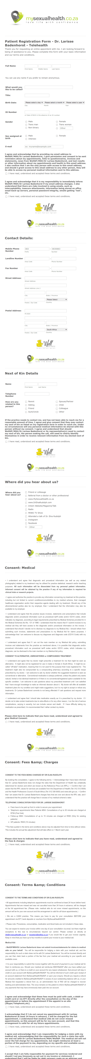 Telehealth Patient Registration Form Template