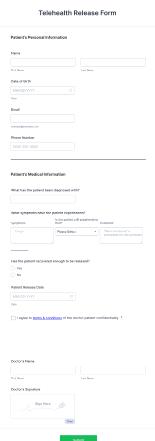 Telehealth Release Form Template
