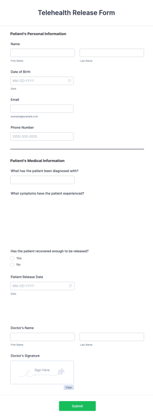 Telehealth Release Form Template