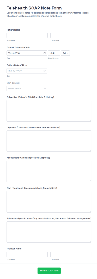 Telehealth SOAP Note Form Template