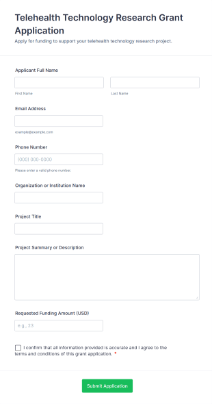 Telehealth Technology Research Grant Application Form Template