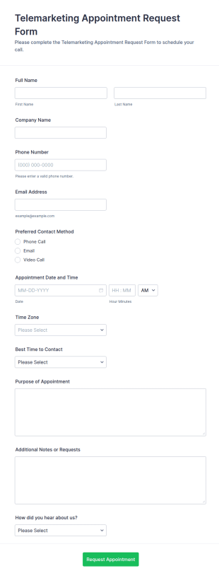 Telemarketing Appointment Request Form Template