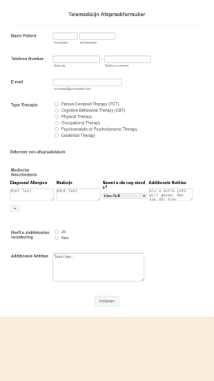 Telemedicijn Afspraakformulier