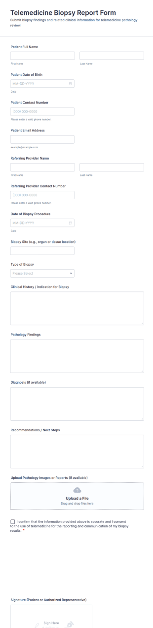 Telemedicine Biopsy Report Form Template