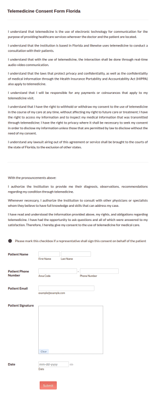 Telemedicine Consent Form Florida