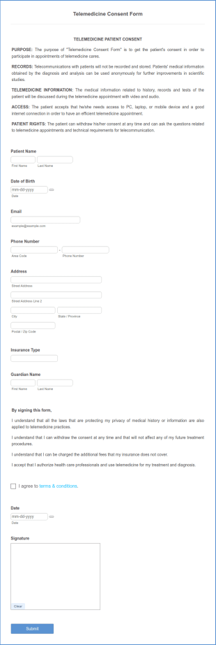 Telemedicine Consent Form Template