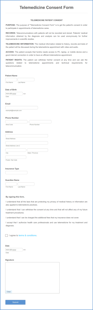 Telemedicine Consent Form Template