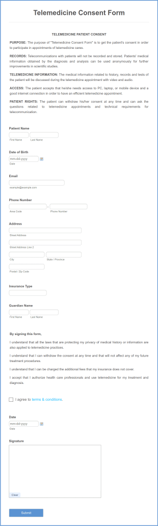 Telemedicine Consent Form Template