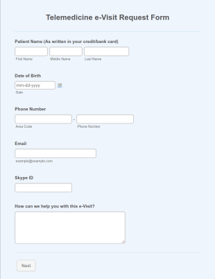 Telemedicine E Visit Request Form Template