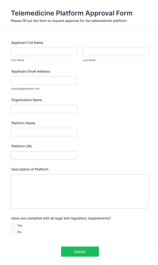 Telemedicine Platform Approval Form Template