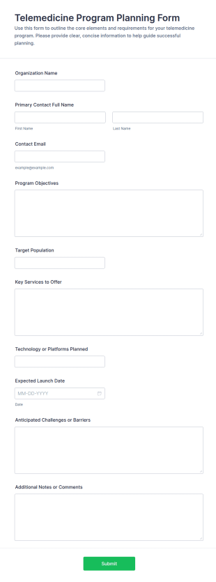 Telemedicine Program Planning Form Template