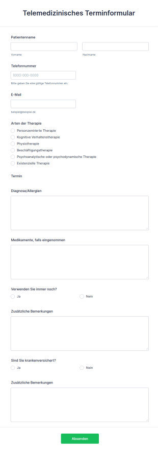 Telemedizinisches Terminformular