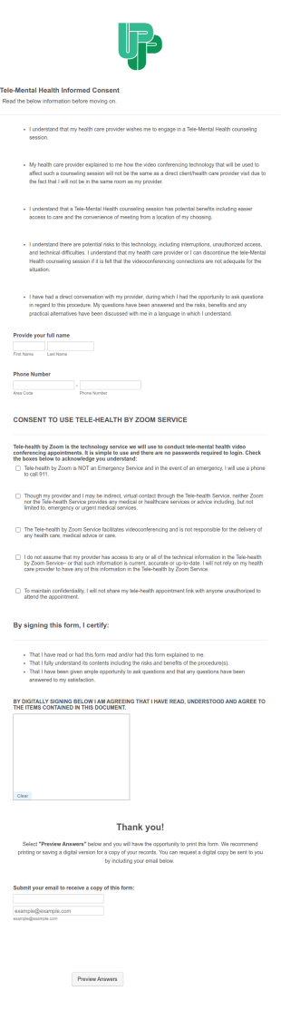 Teletherapy Informed Consent Form Template