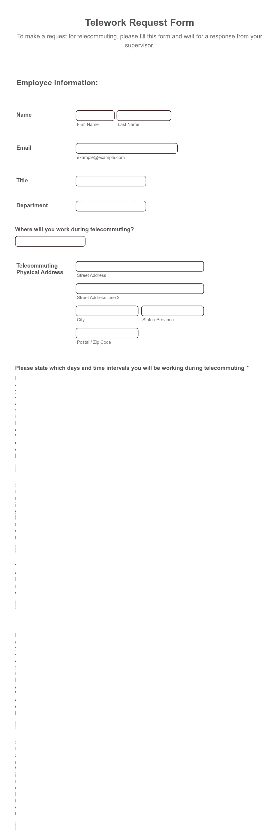 Telework Request Form Template | Jotform
