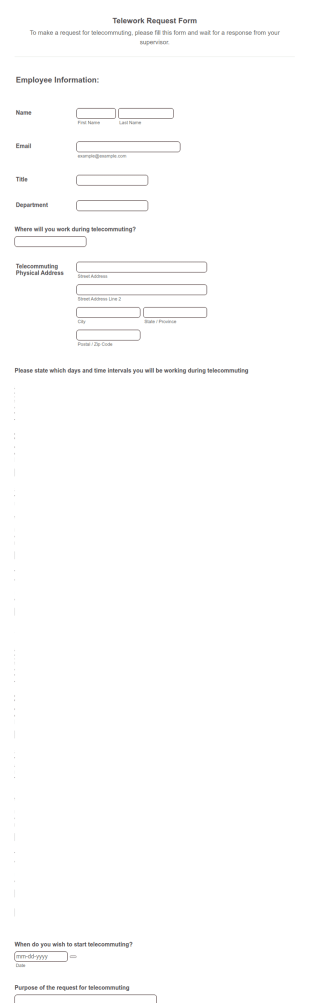 Telework Request Form Template