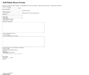 Telif Hakkı Beyan Form Şablonu
