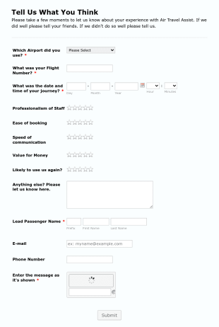 Tell Us What You Think Form Template