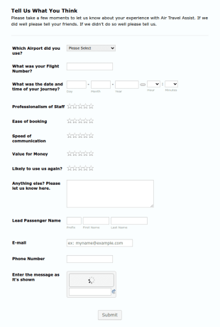 Tell Us What You Think Form Template