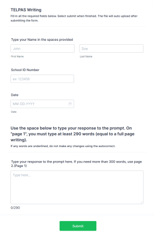 TELPAS Writing Form Template