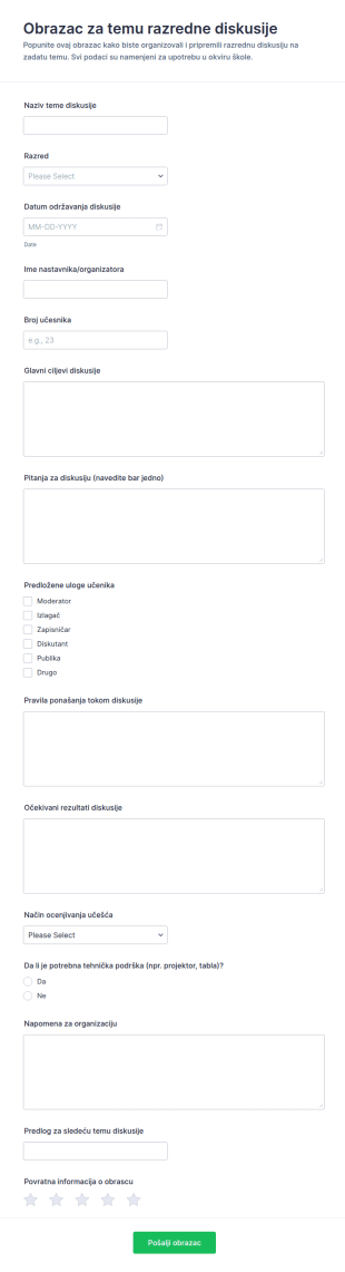 Tema Za Raspravu U Razredu Survey