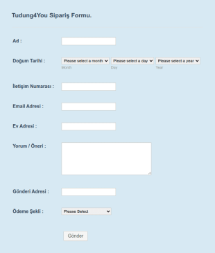 Temel Sipariş Form Şablonu