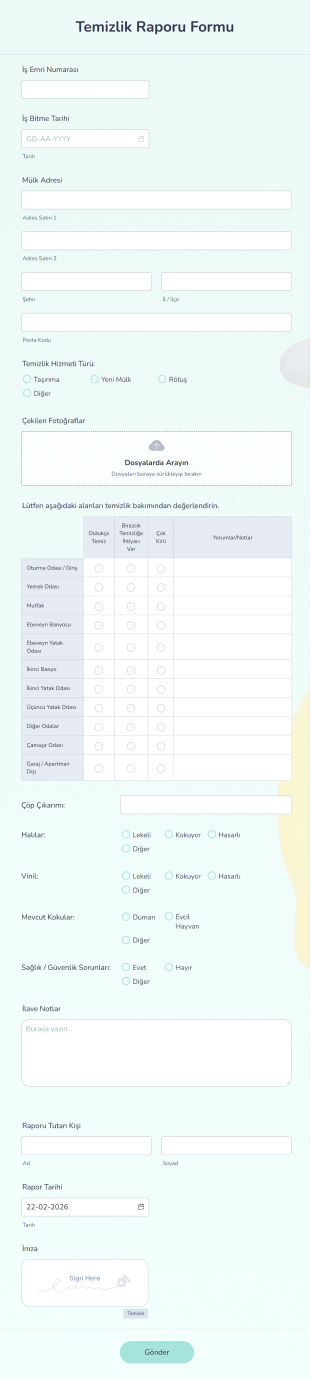 Temizlik Raporu Form Şablonu