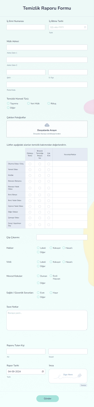 Temizlik Raporu Form Template
