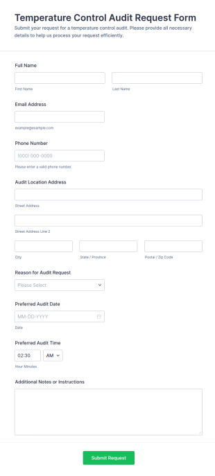Temperature Control Audit Request Form Template