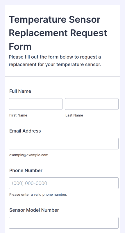 Temperature Sensor Replacement Request Form Template | Jotform