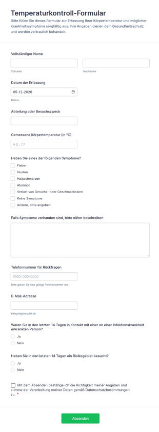 Temperaturkontroll Formular