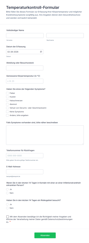 Temperaturkontroll Formular