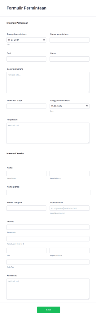 Templat Formulir Permintaan Form Template